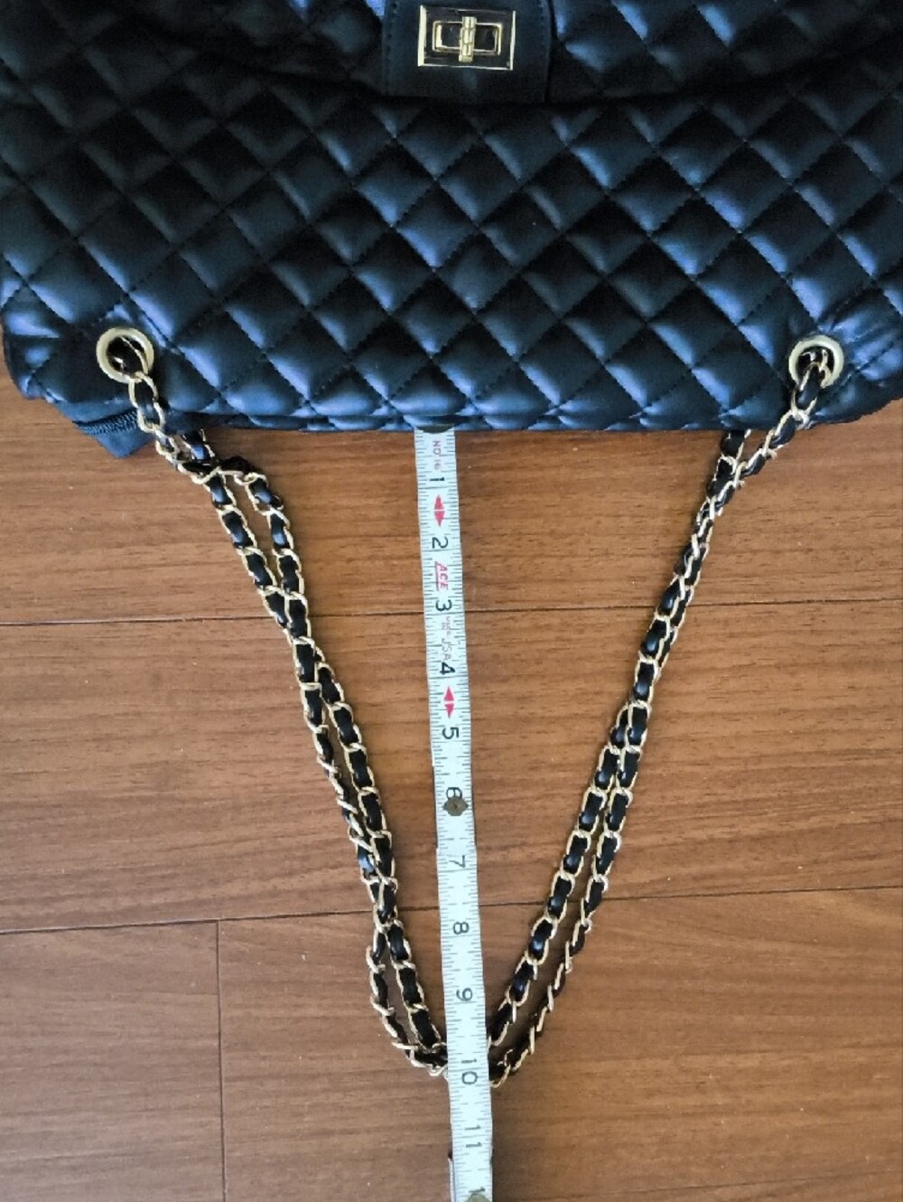 Classic Quilted Black Shoulder Bag with Chain Strap Nwt New Large - Picture 7 of 13